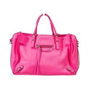 Balenciaga Leather Classic Small City Bag Neon Pink